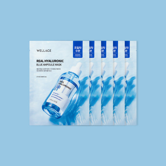 WELLAGE Real Hyaluronic Blue Ampoule Mask 27ml / 0.91 fl.oz. *5ea