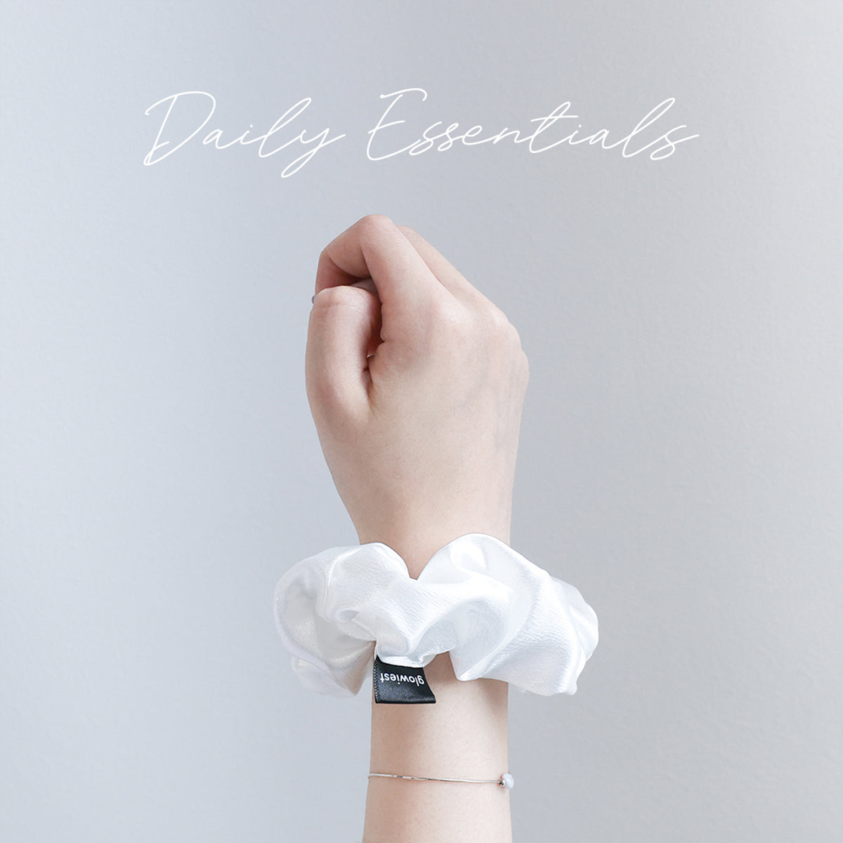 glowiest Effortless Satin Hair Scrunchie (White)