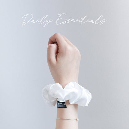 glowiest Effortless Satin Hair Scrunchie (White)