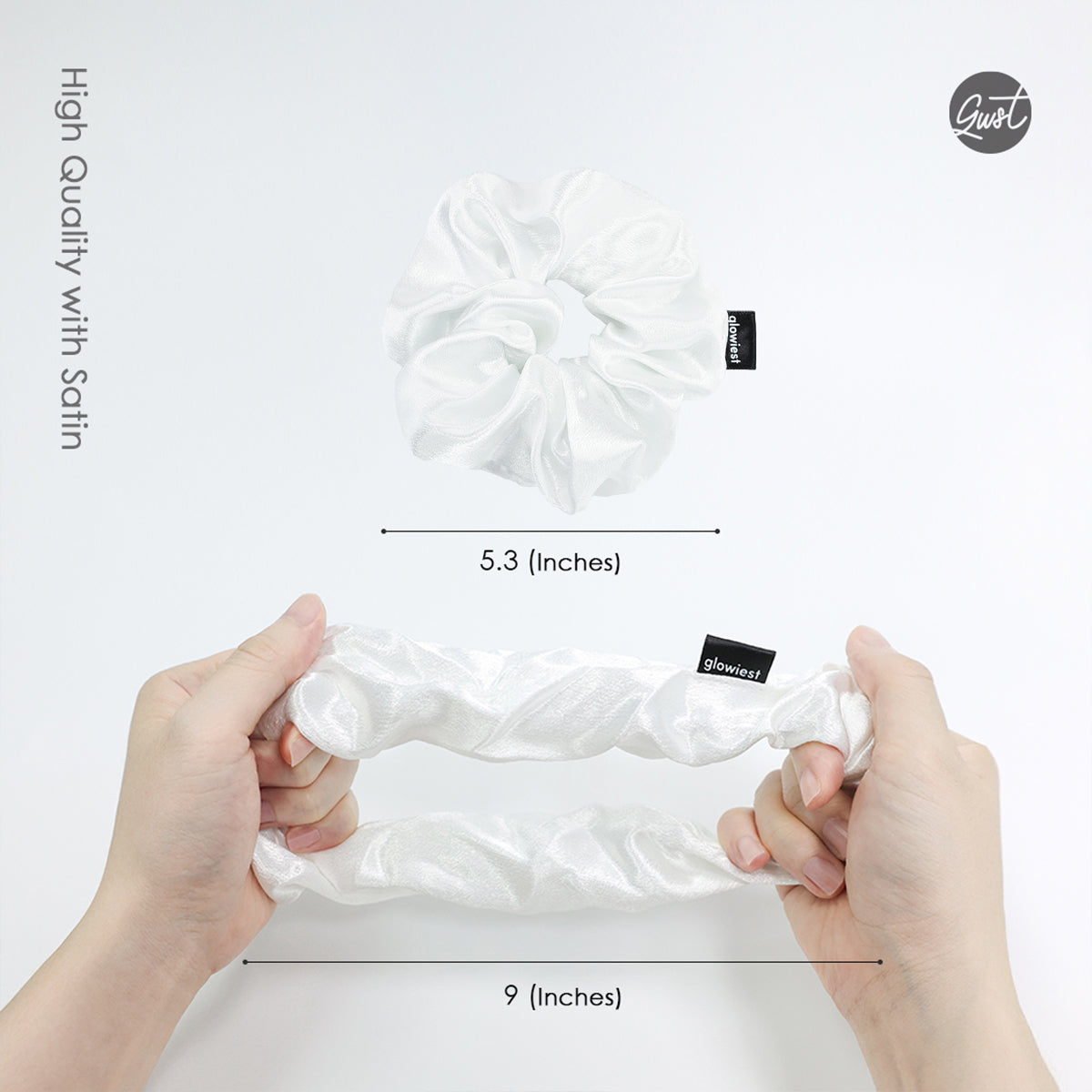 glowiest Effortless Satin Hair Scrunchie (White)