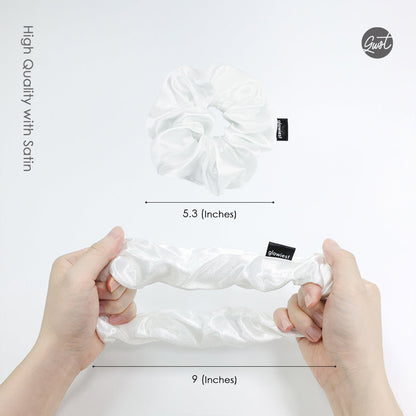 glowiest Effortless Satin Hair Scrunchie (White)