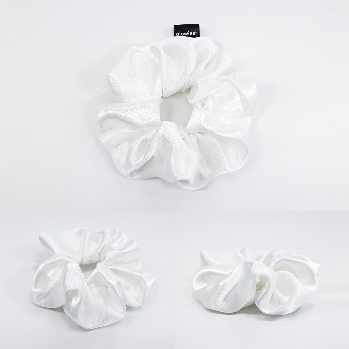 glowiest Effortless Satin Hair Scrunchie (White)