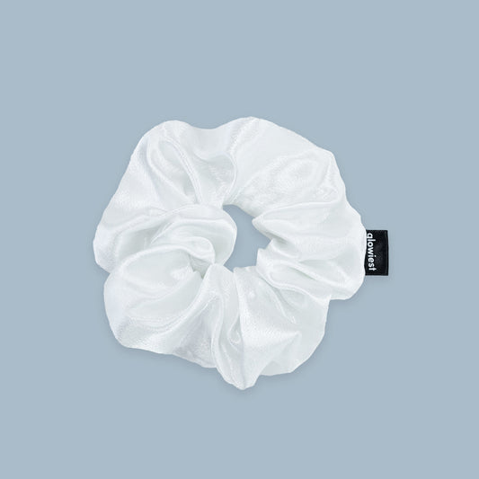 glowiest Effortless Satin Hair Scrunchie (White)