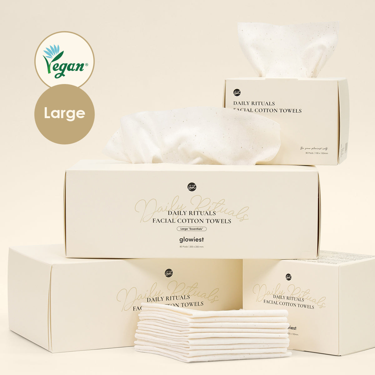glowiest Daily Rituals Facial Cotton Towels - Large Essentials 80 Pads